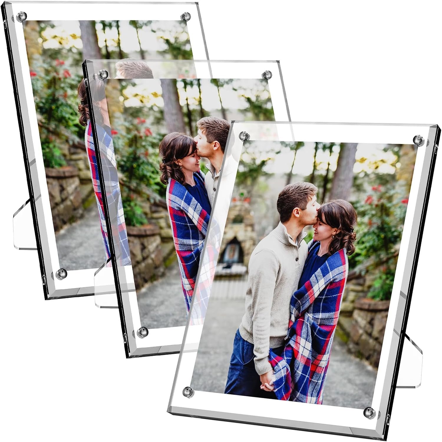 Factory Wholesale Customized 4×6 5X7 Picture Frame, Acrylic Clear Photo Frame with Magnets for Tabletop Display, 3 Pack